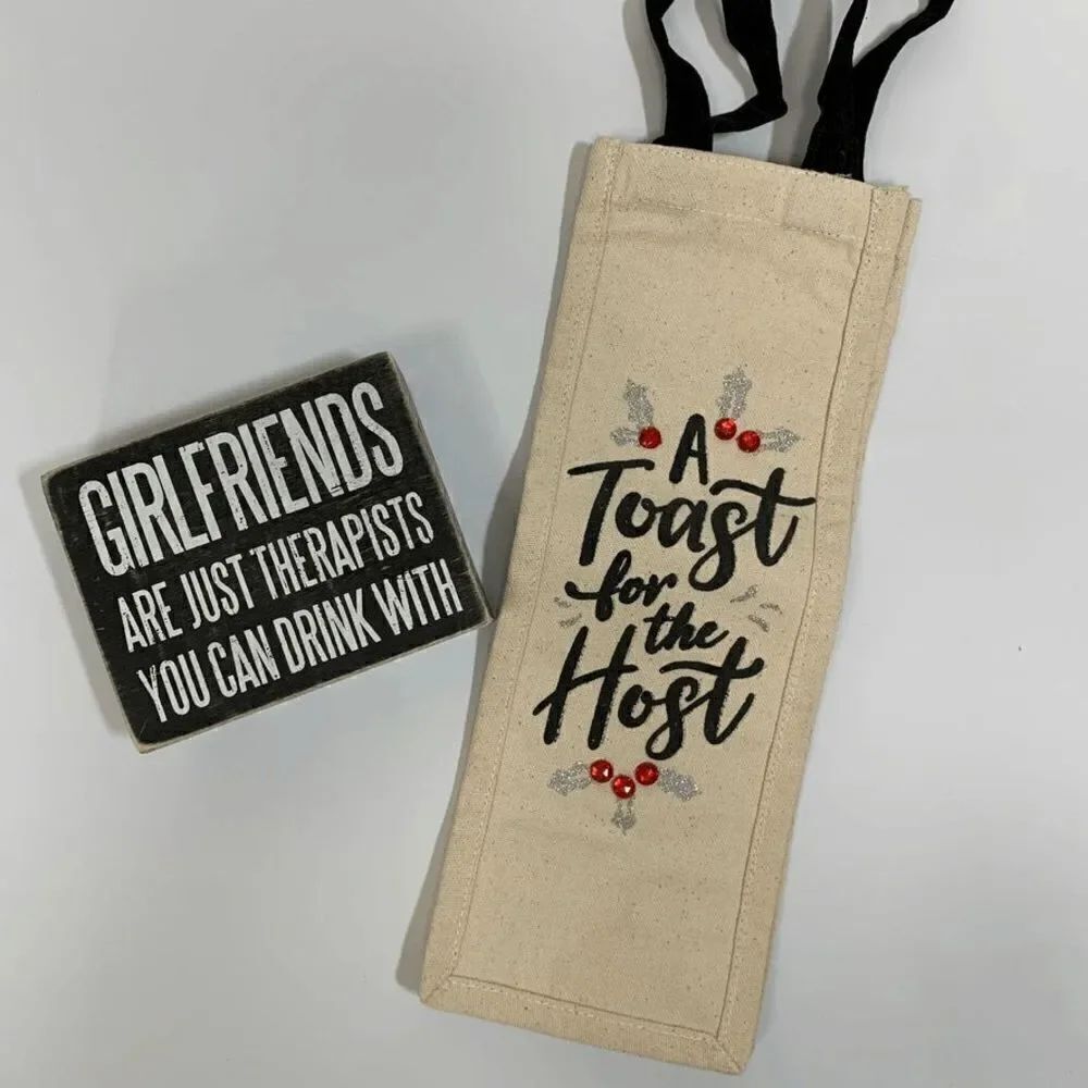 Hostess Gift - Wood Block and Wine Bag